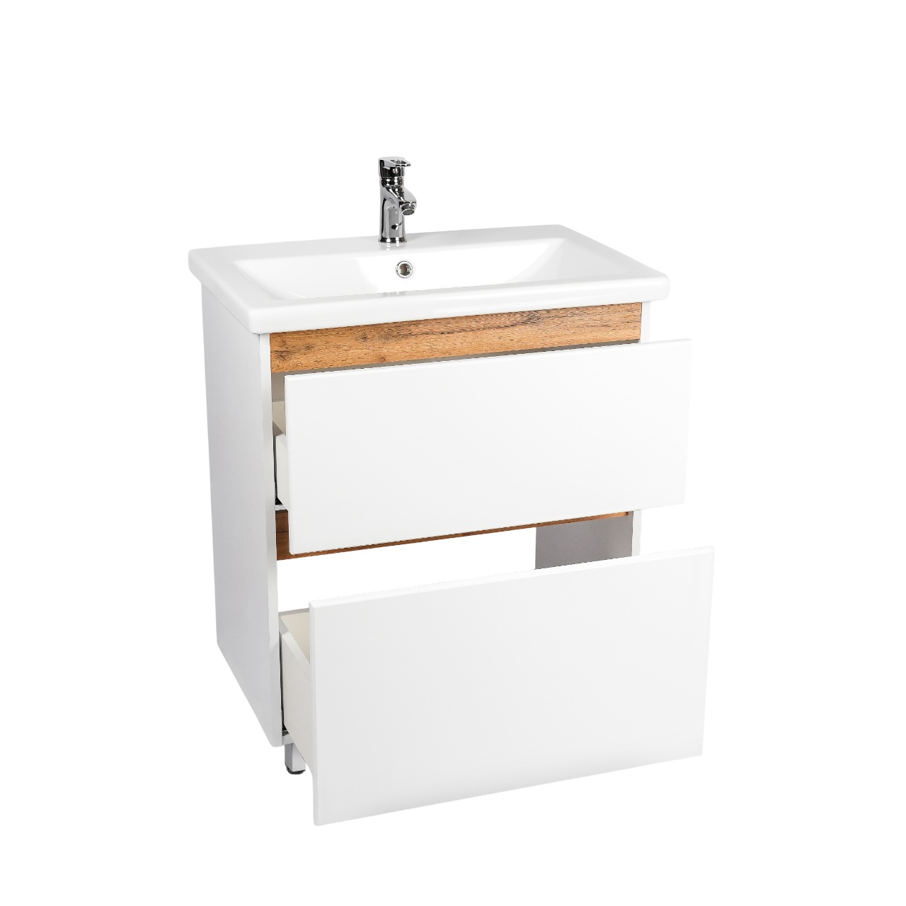 Тумба под раковину VIANT МАЛЬТА 70 напольная белый/дуб вотан (VMAL70CO-T2Y)