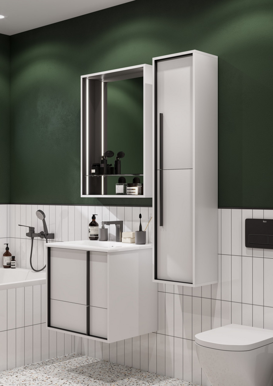 Зеркальный шкаф РИВЬЕРА 60, белый