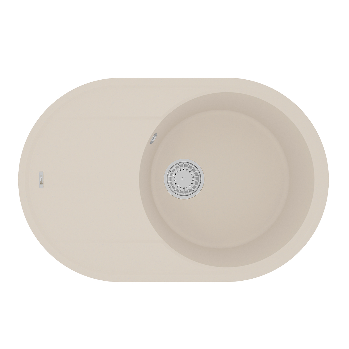 Кухонная мойка Lemark LACHA 760 врезная овальная с крылом из кварцгранита, Шампань 