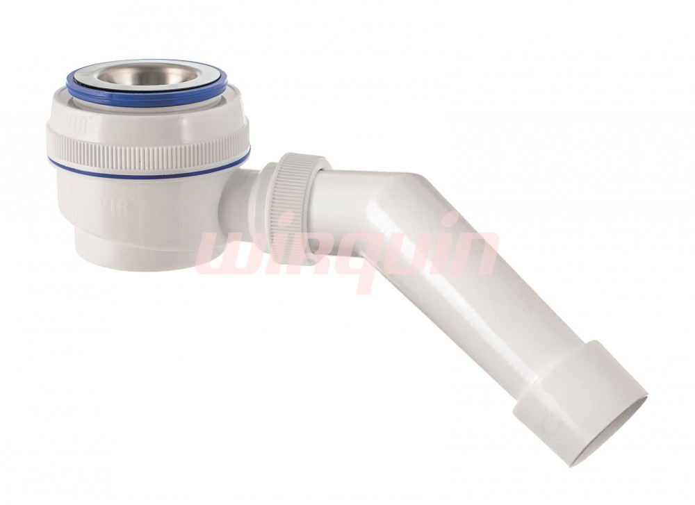 Сифон для душевого поддона с нержавеющей чашкой D70мм. и гибкой трубой  (1 1/2- D40/50), VIRPLAST