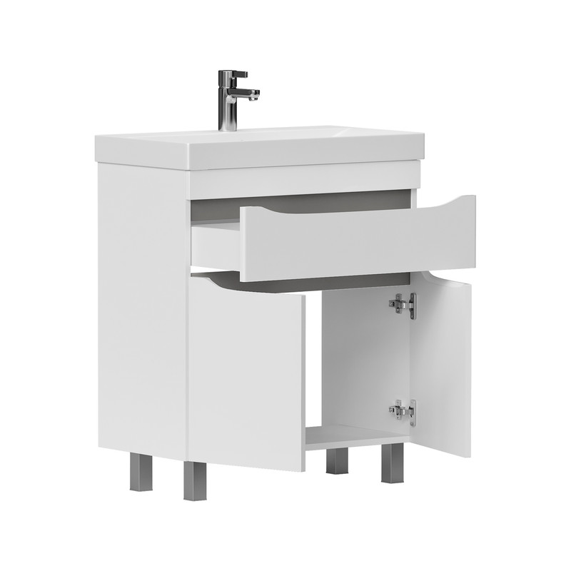 Тумба Lake 60, напольная, 2 дв., 1 ящ., белый/серый оникс (под раковину 9696-60), VOLNA