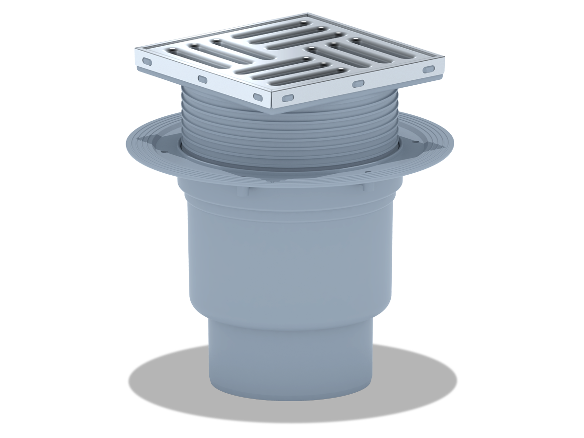 Трап верт.вып.110 рег.реш15х15 нерж.c сухим гидрозатвором,ANI PLAST