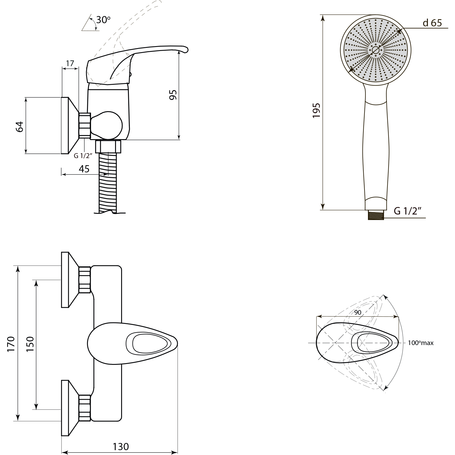 Смеситель для душа СЛАВЕН Прораб СЛ-ОД-Р40 хром