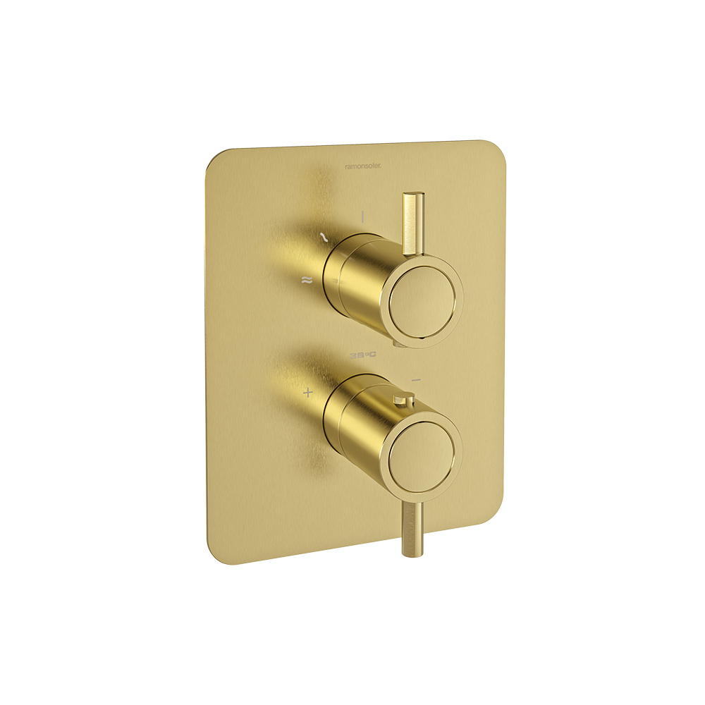 Встраиваемый термостатический смеситель для душа ODISEA 398722SOC золото брашированное на 2 выхода