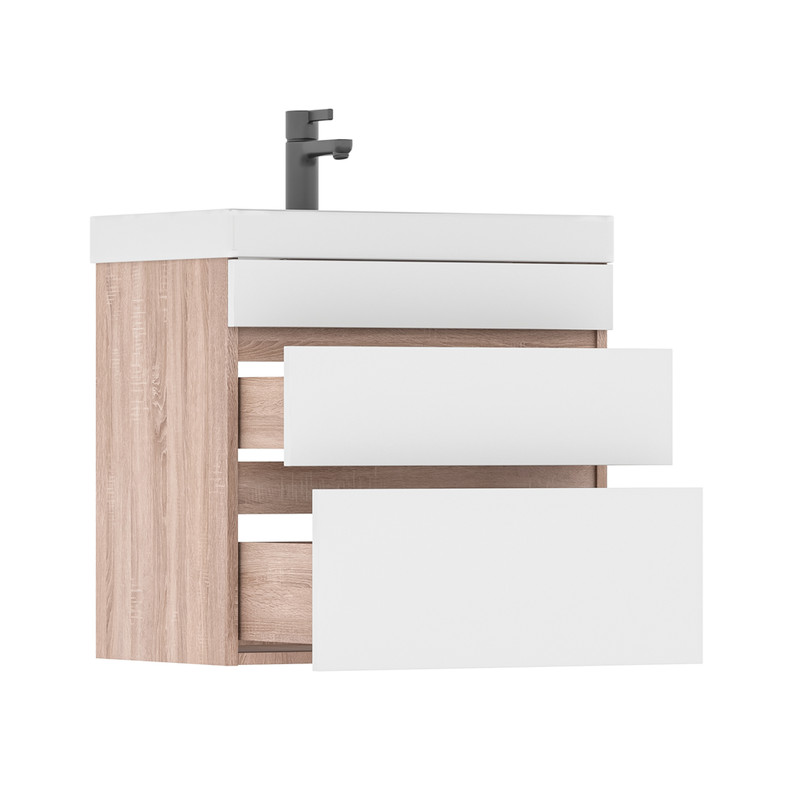 Тумба Conty 70, подвесная, 2 ящ., белый/дуб снома (под раковину 9696-70), VOLNA