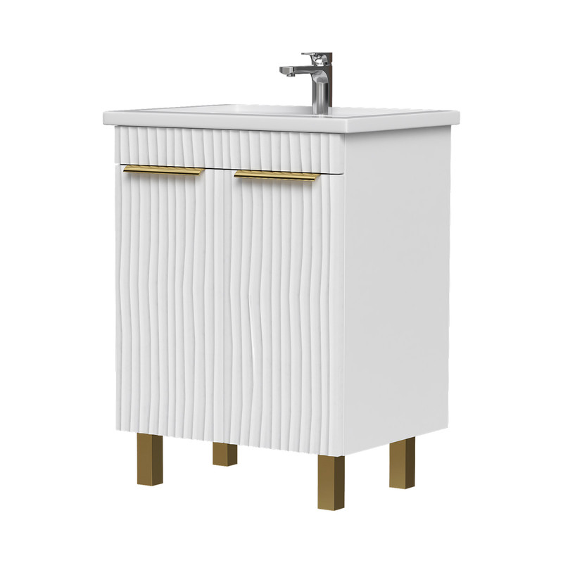 Тумба LottyGold 60, напольная, 2 дв., белая (под раковину Фостер 60), VOLNA