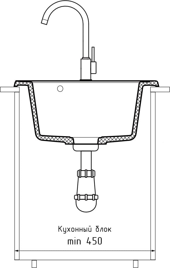 GranFest QUARZ (ECO-08) Мойка чаша D=480мм (черный)
