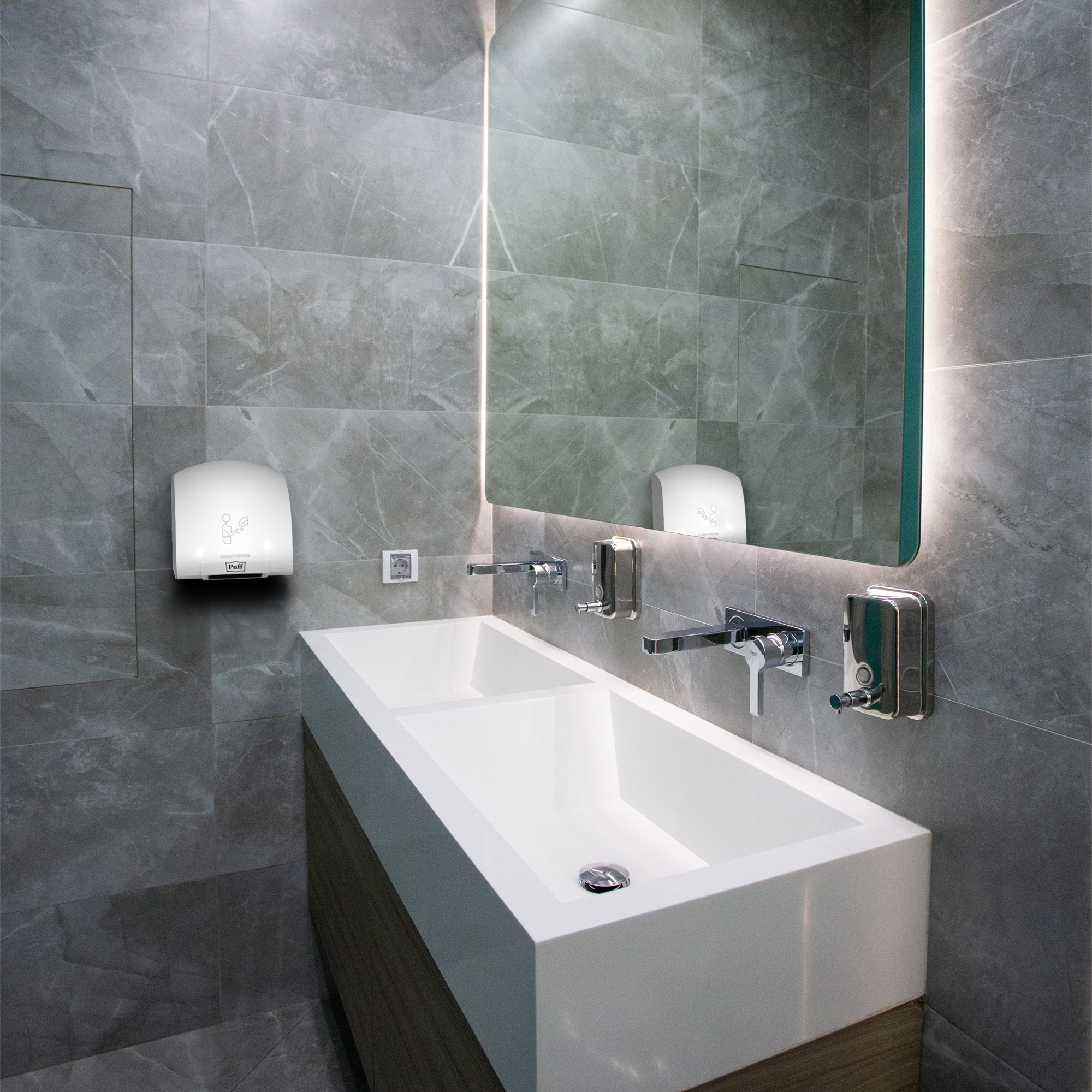 Электросушитель для рук PUFF-8820 малошумный, белый 2 кВт (1401.308)