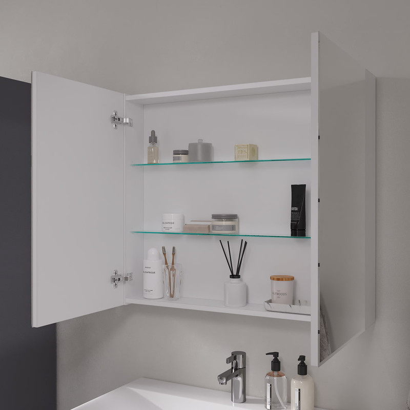 Шкаф зеркальный Geometry 80, подвесной, белый, VOLNA