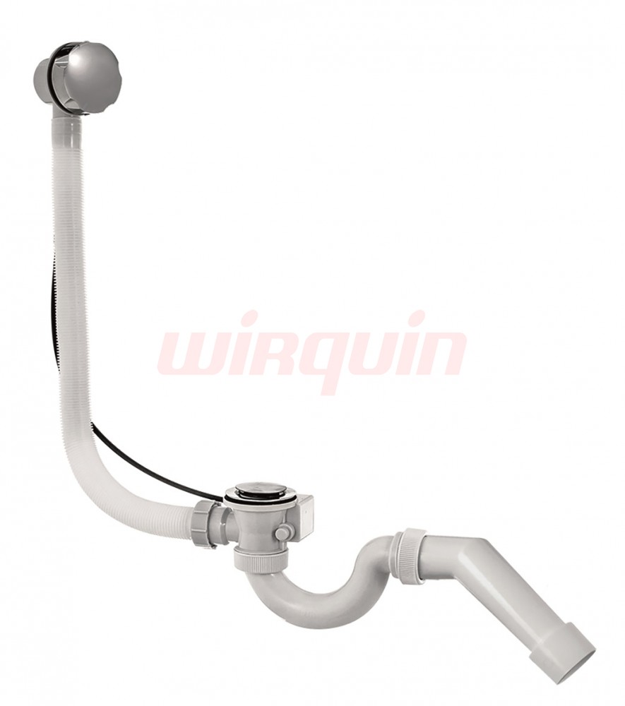 Сифон МИНИ Элит для ванн, полуавтомат, с гофротрубой Ø40/5), перелив 70см, VIRPLAST