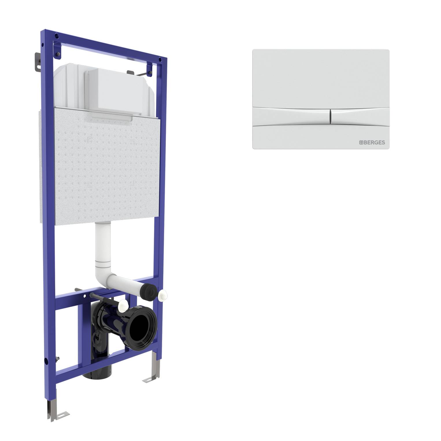 Инсталляция  для скрытого монтажа унитаза NOVUM кнопка F1 белая, BERGES