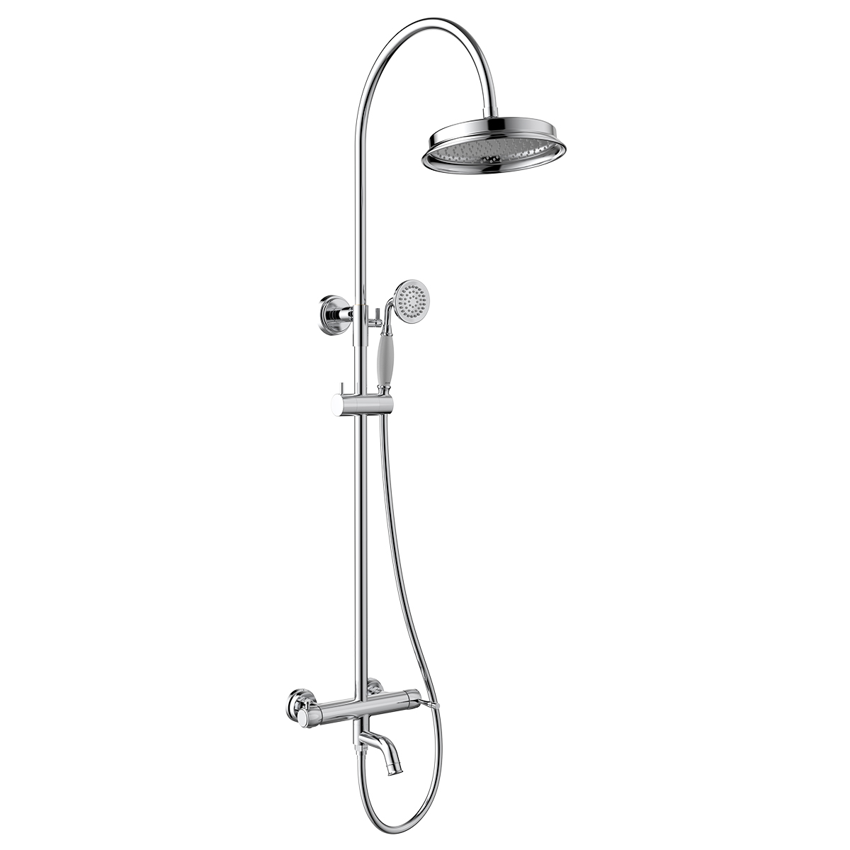 Смеситель Pushkin LMF-8626B-C для ванны и душа с регулируемой высотой штанги и лейкой верхнего душа 