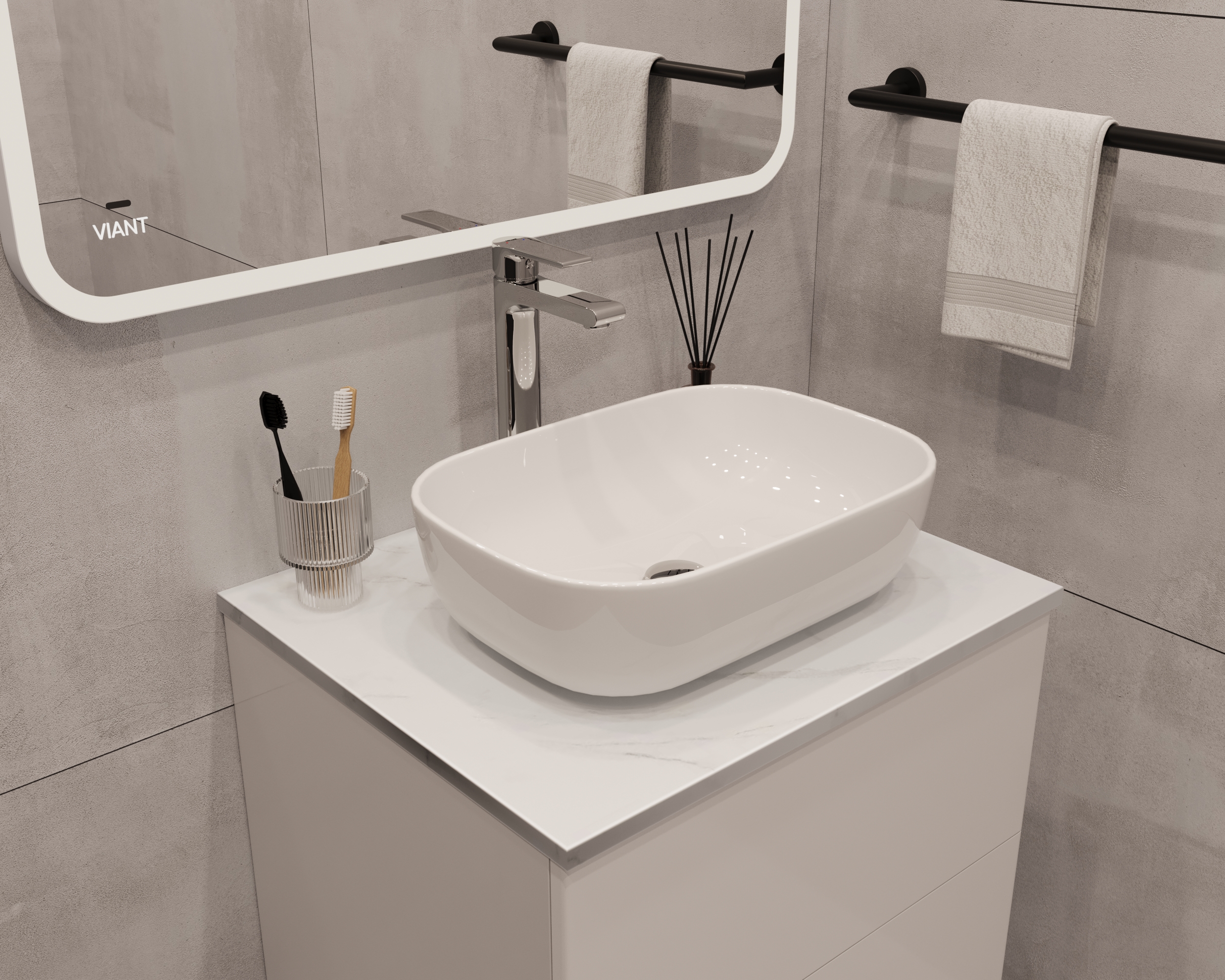 Столешница VIANT Neo белый мрамор 600х460 мм (VNEO60MRBEL-STMDF)