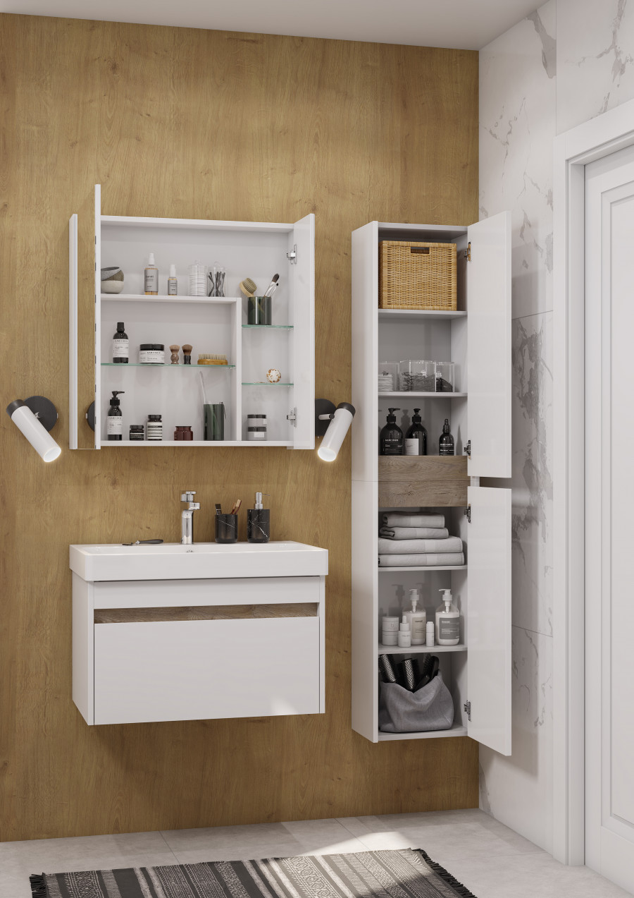 Шкаф МАРТИ 35, подвесной, белый, дуб эндгрейн