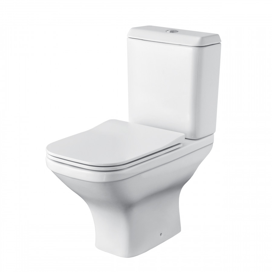 ЛАЙН RIMLESS Унитаз-компакт безободковый, арм. 2-х уровн.,сид. дюро, тонкое, soft-close САНТЕК