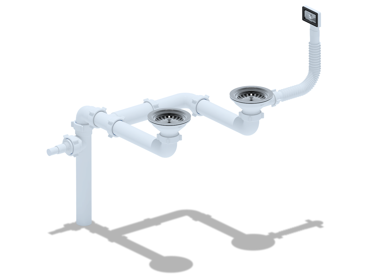 Набор АНИ Пласт L0515 для двойного универсального разноуровнего сифона с выпуском 3 1/2 дюйма 40 с переливом
