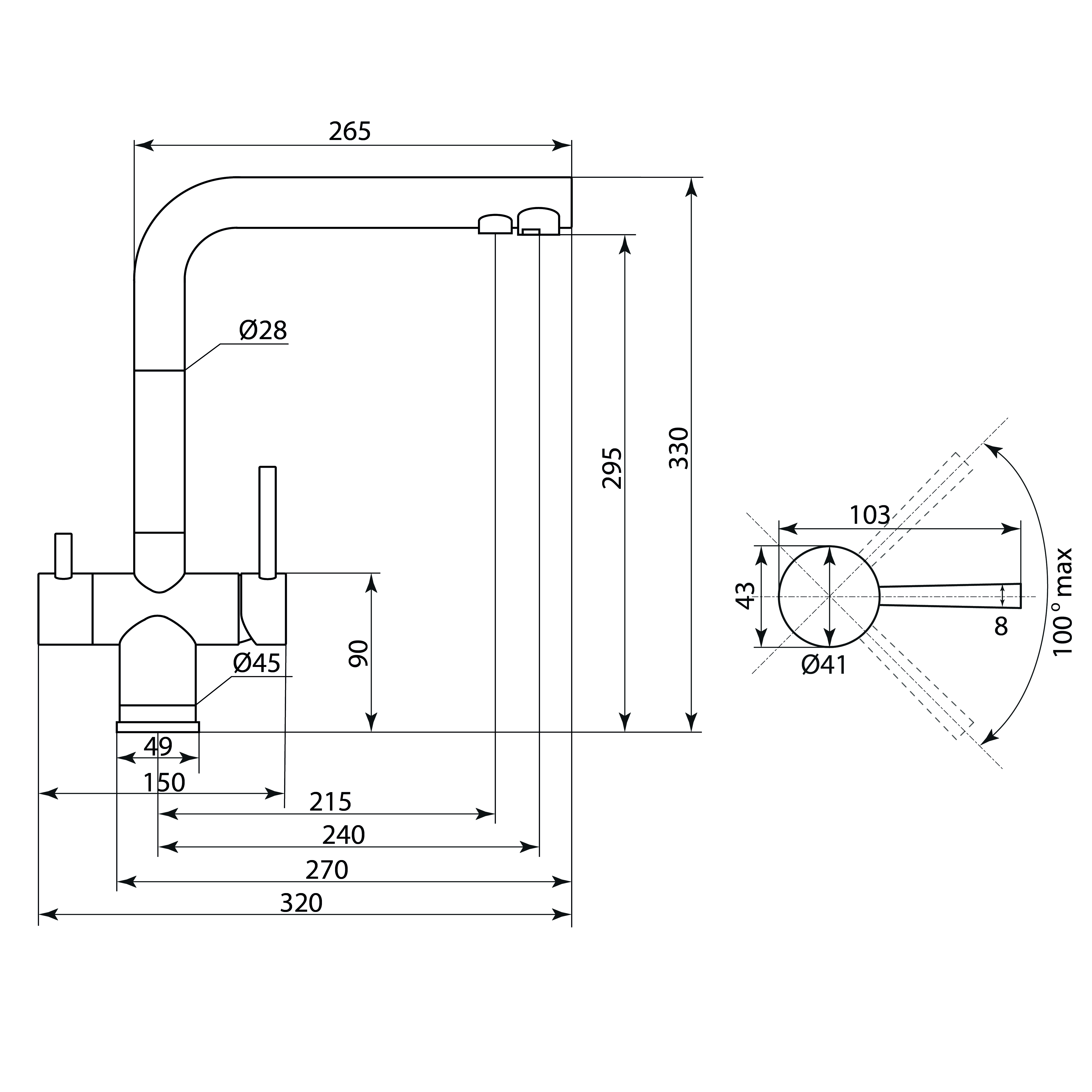 Смеситель для кухни СЛАВЕН Город СЛ-ОД-Д78 с высоким изливом, с подключением фильтра, хром
