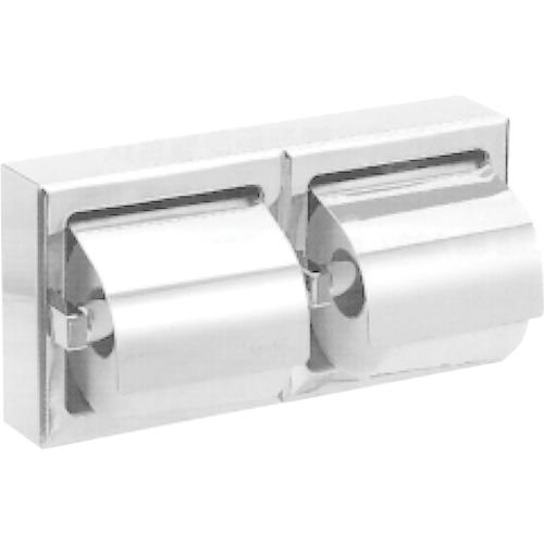 Держатель для 2 рулонов туалетной бумаги с крышкой встраиваемый  из нержавеющей стали глянцевый