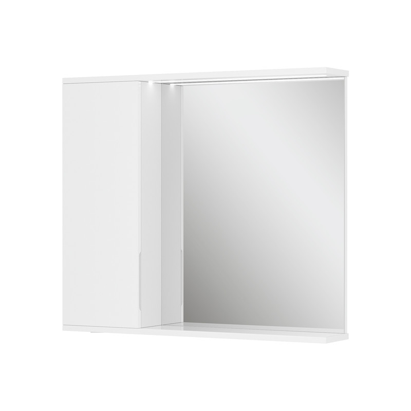 Зеркало-шкаф Lake 80, с LED подсветкой, левый, белый, VOLNA