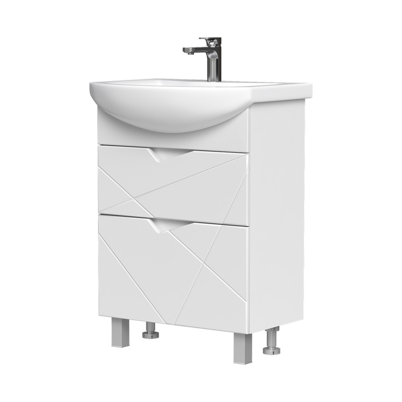 Тумба Pronto 60, напольная, 2 ящ., белая (под раковину Балтика 60), VOLNA