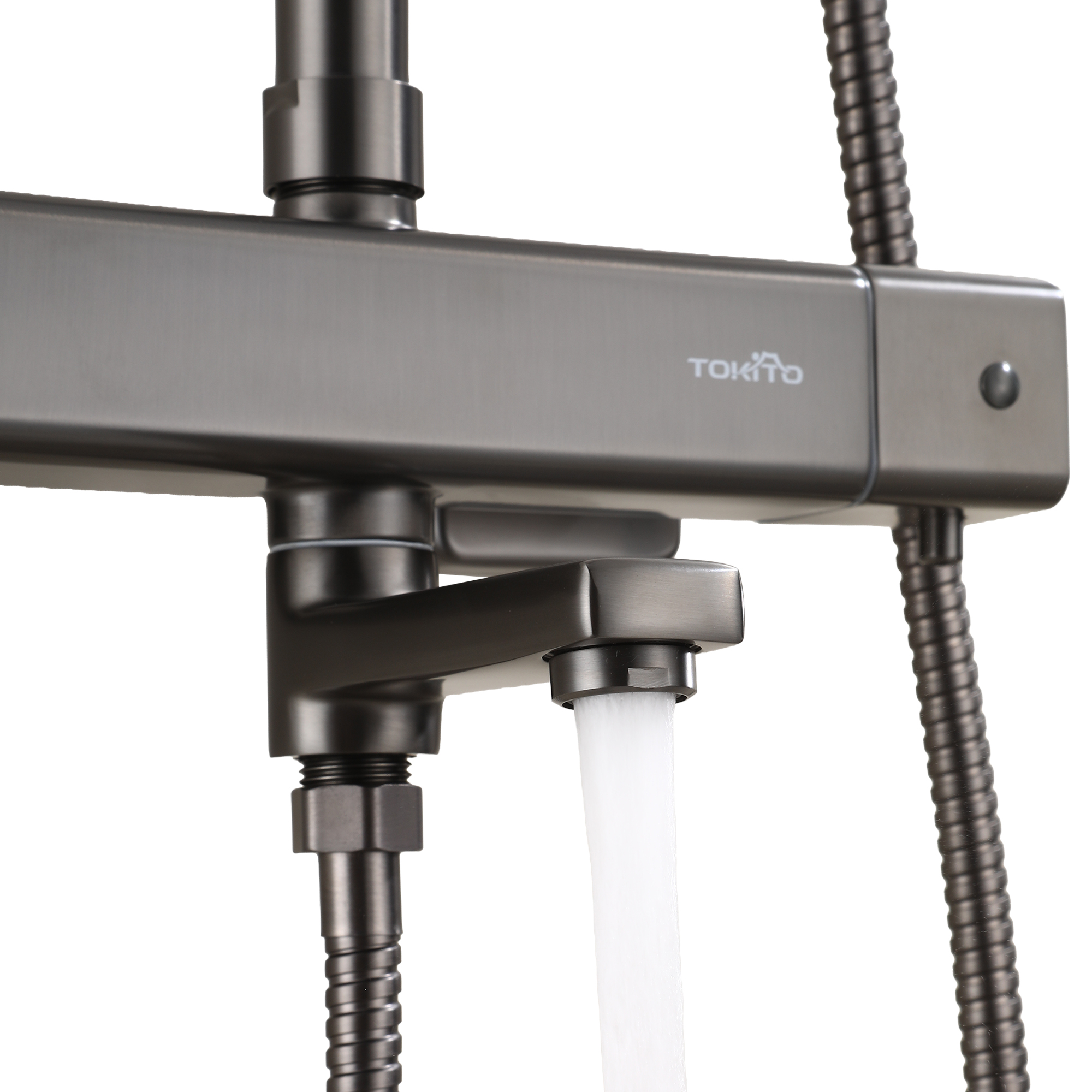 Душевая система TOKITO RAIN с термостатом вороненая сталь (TOK-RAI-1028GM)