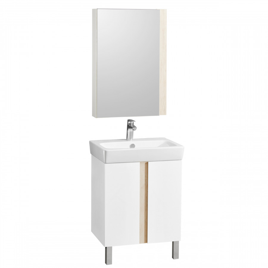 Тумба под раковину КАНТРИ 60 белый, дуб верона (под раковину НЕО 60)