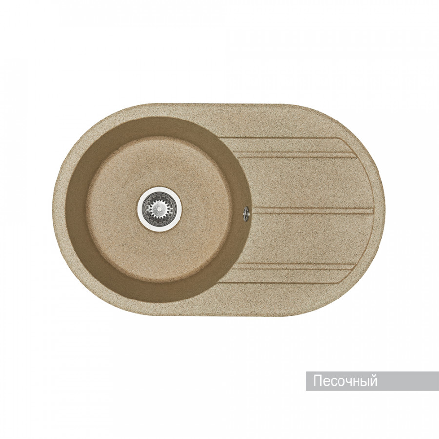 Мойка для кухни  Амира  780x500x211 мм, круглая с крылом, песочный