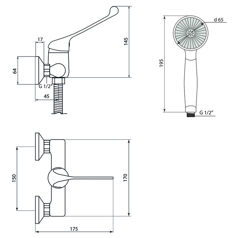 Смеситель для душа СЛАВЕН Хирург СЛ-ОД-Х40 с локтевым управлением хром