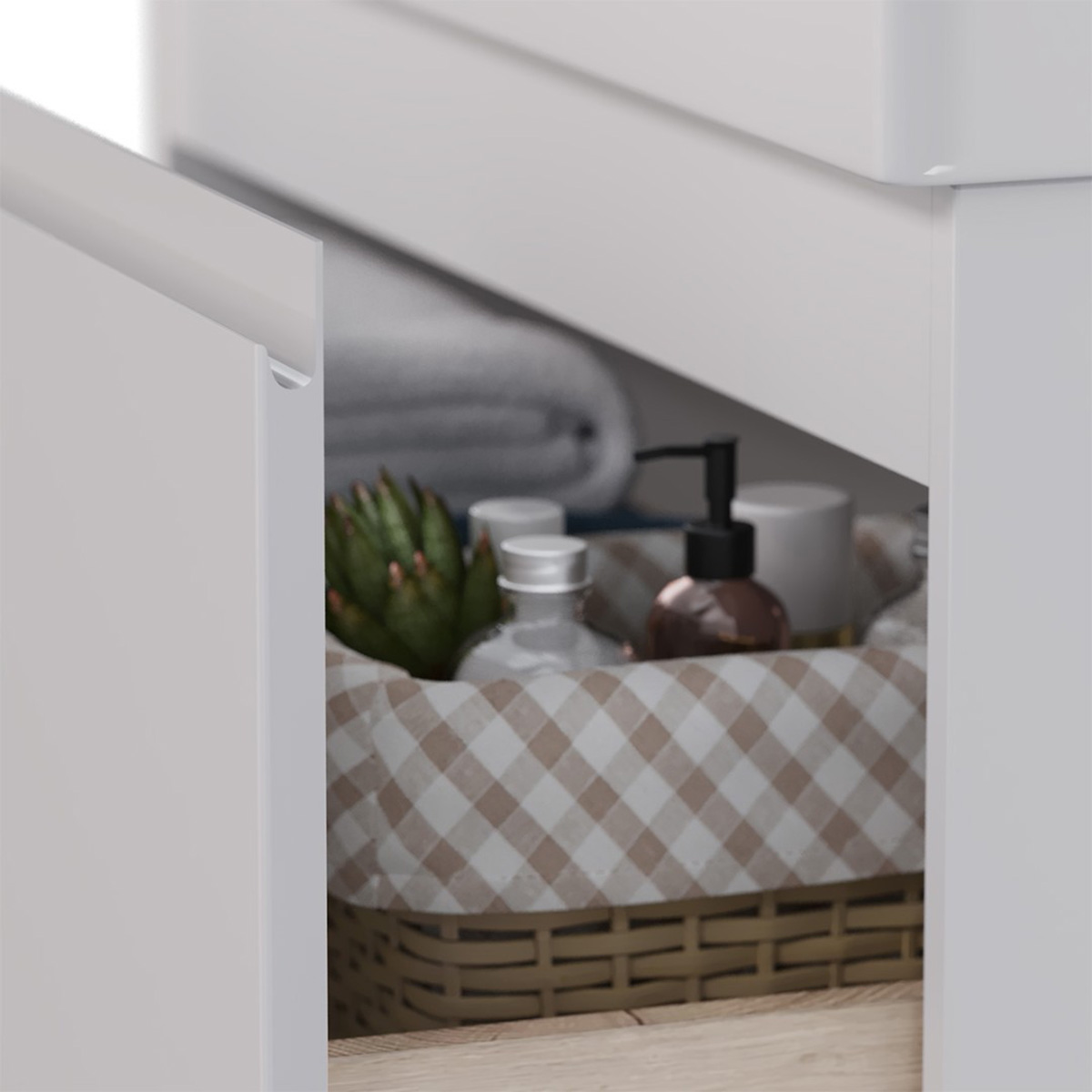 Тумба Lemark VEON MINI 70 см под 1 раковину, подвесная,1 ящик, цвет корпуса, фасада: Белый глянец  