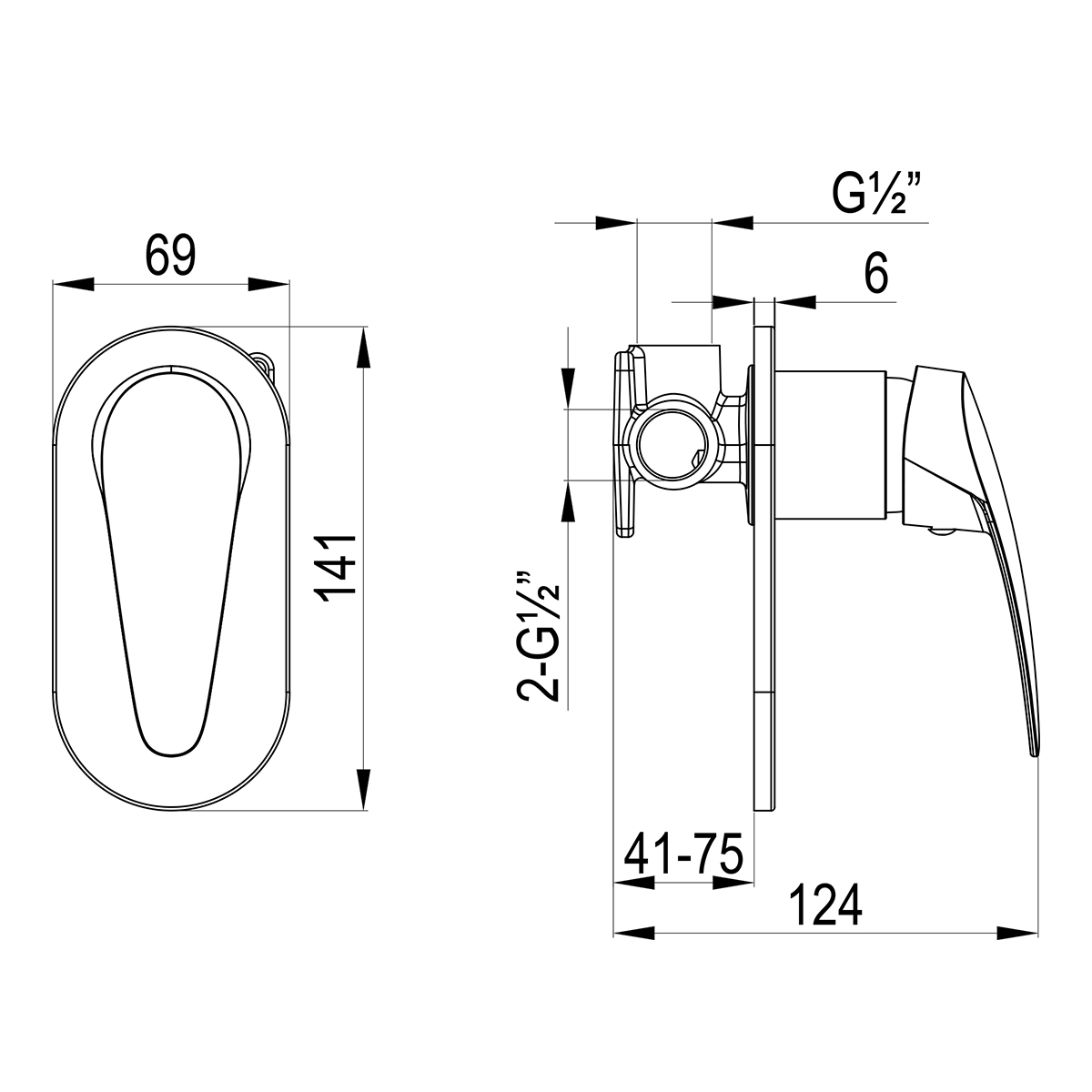 Смеситель Lemark Linara LM0423C для душа, встраиваемый