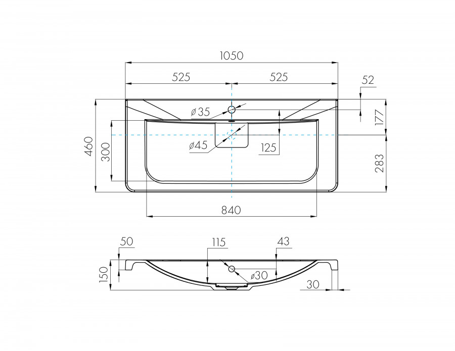 Раковина ШЕРИЛЛ 105, белая