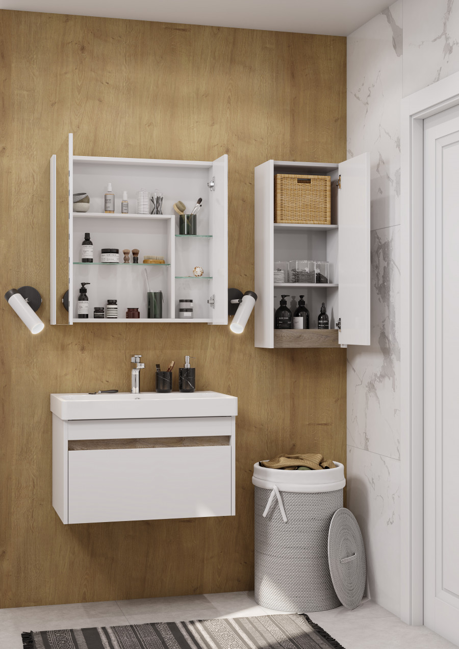 Шкаф МАРТИ 35, подвесной, белый, дуб эндгрейн