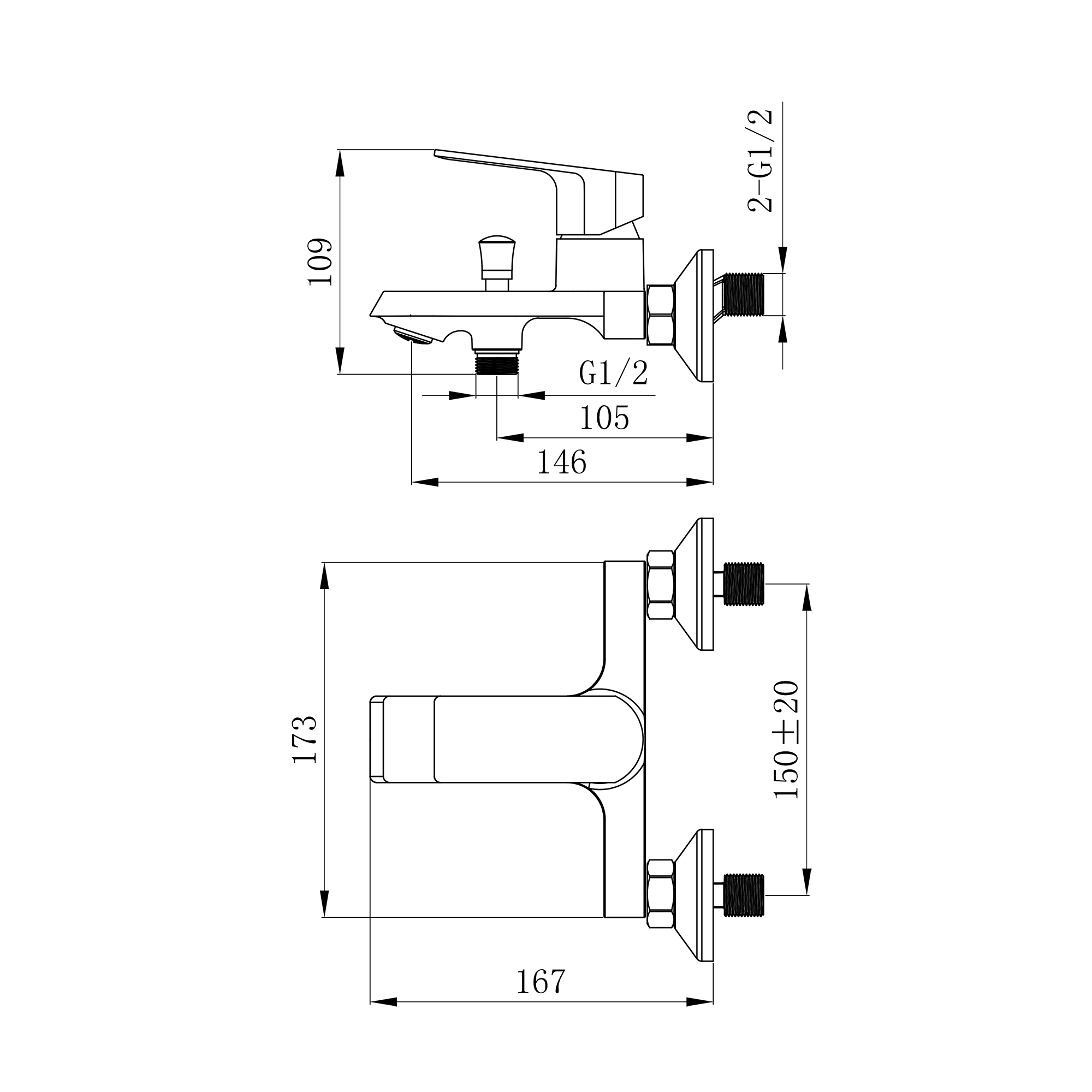 Смеситель для ванны TOKITO AMA черный (TOK-AMA-1014BL)