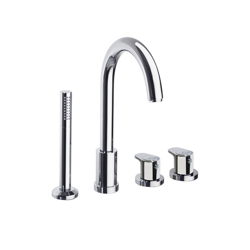 Термостатический смеситель на борт ванны однорычажный с изливом и душевым комлектом ALEXIA 363302TM