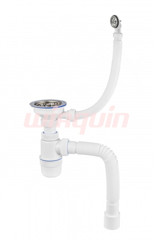 Сифон Элит с нержавеющей чашкой Ø114 мм, с круг. перел. с гофротр. L800 мм (3½- Ø40/50) WIRPLAST