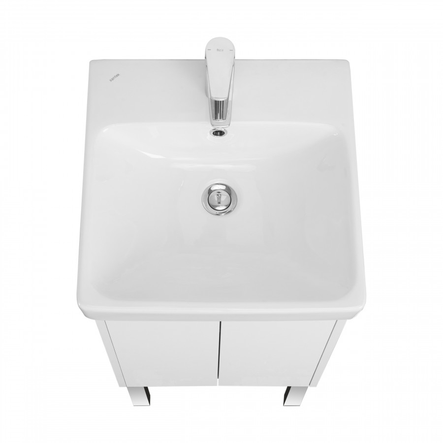 Тумба СКАНДИ DOORS 45, универс., 2 дв., белый глянец/белый матовый (под раковину АДРИАНА 45)