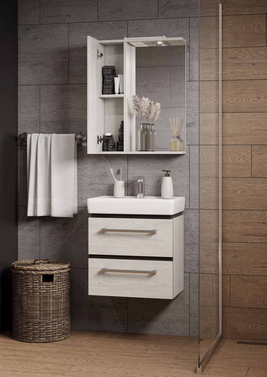 Зеркальный шкаф РОНДА 55, дуб сом