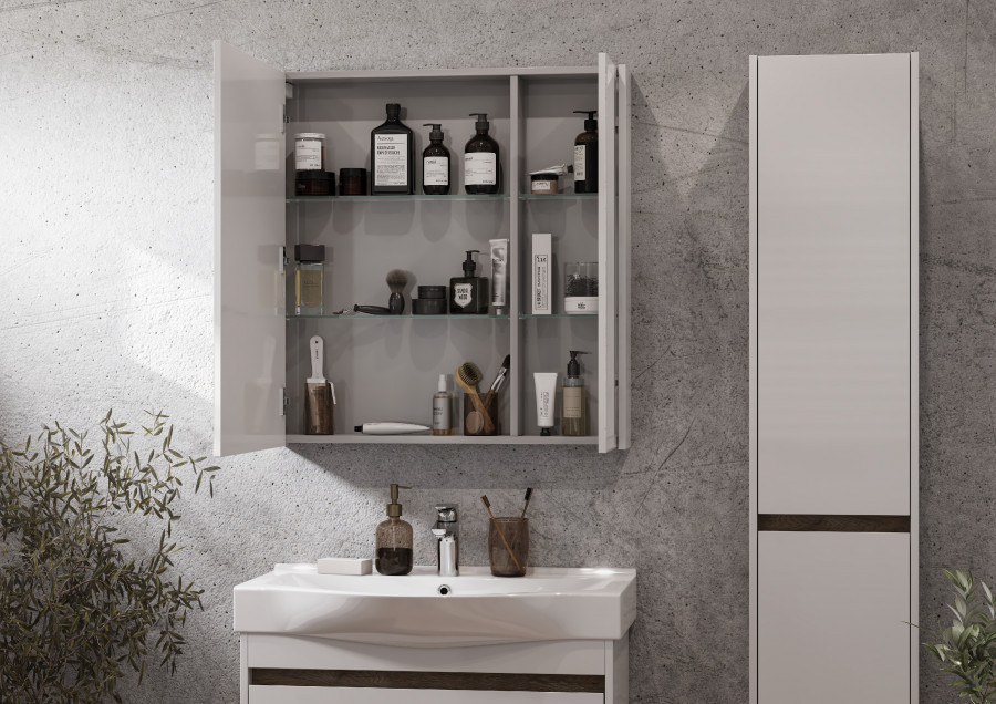 Зеркальный шкаф НОРТОН 80, белый