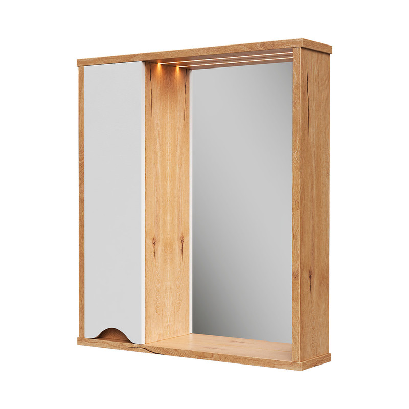 Зеркало-шкаф Barney 60, подвесной, левый, белый/дуб гузон, VOLNA