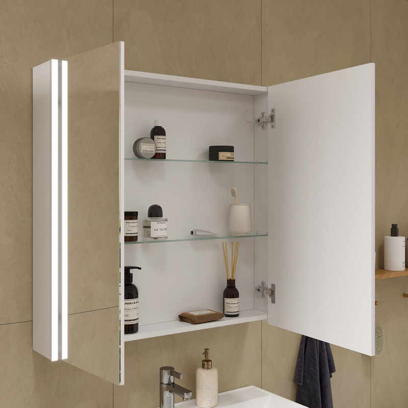 Шкаф зеркальный Prime LED 80, белый, VOLNA