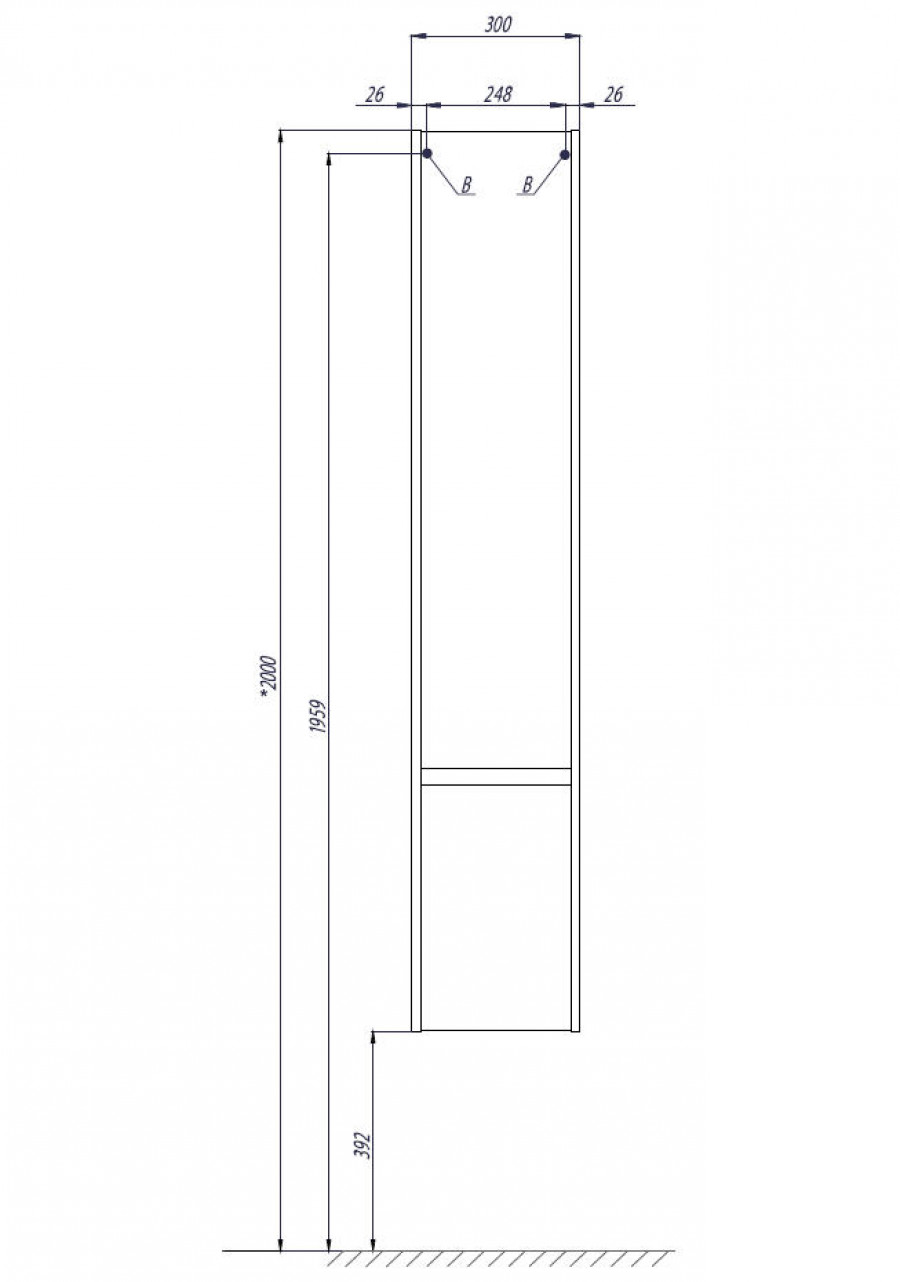 Шкаф-колонна СТОУН 30, подвесная, правая, белая