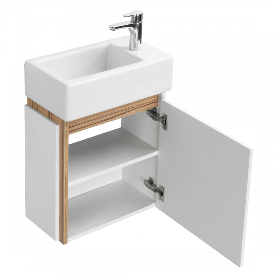 Тумба ЭКЛИПС М 46, подвесная, правая, эбони светл. (под раковину ЭРИС 46)