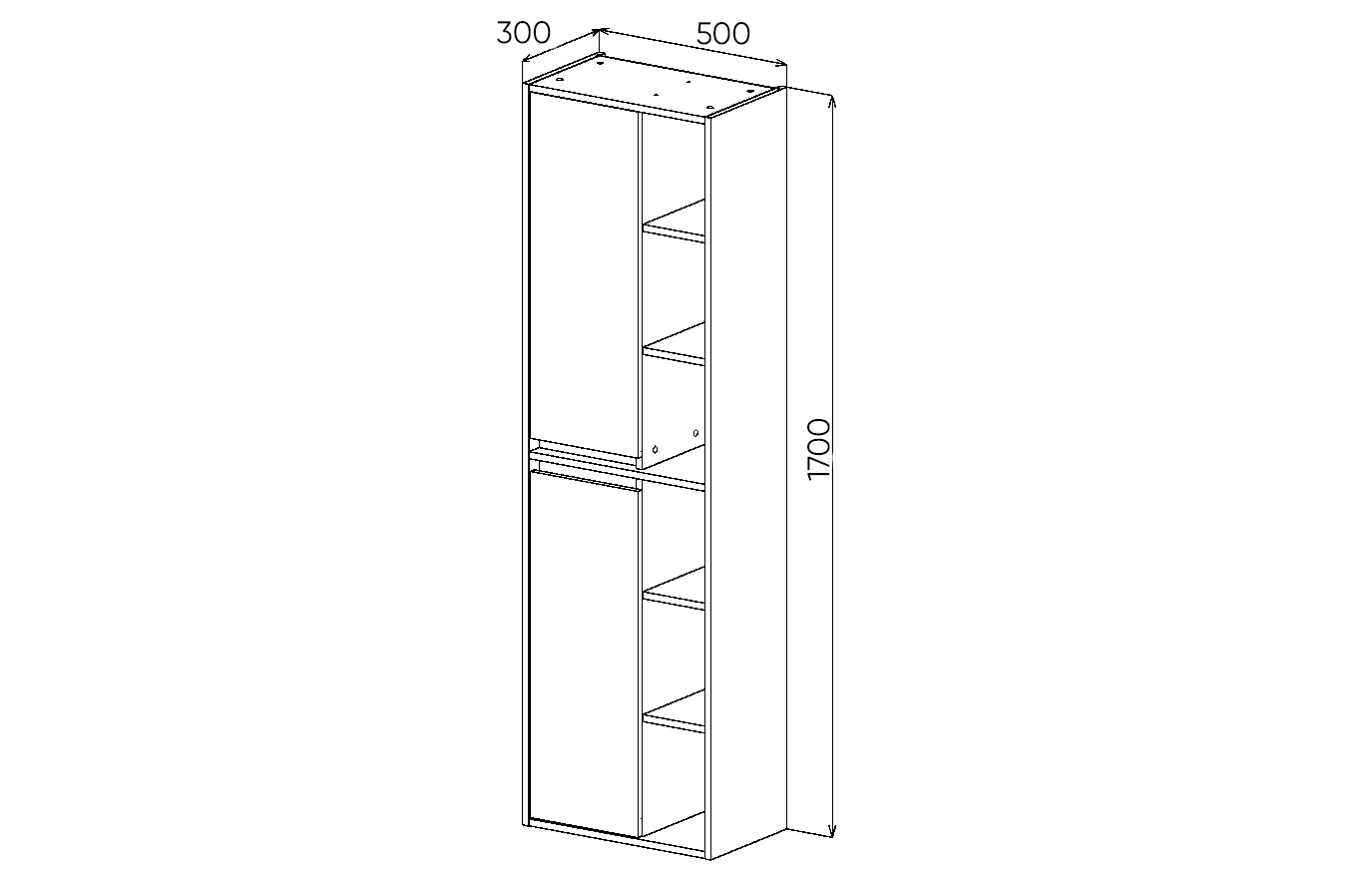 Шкаф-пенал VIANT ЛЮКСЕМБУРГ 50 подвесной  дерево (VLUX500D-PENP)