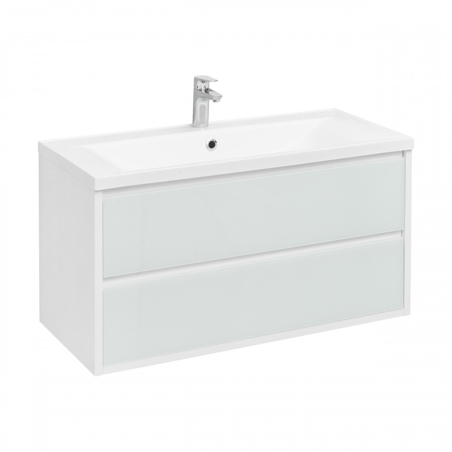 Тумба РИМИНИ 100 new,бел.гл.(под раковину АЙРИС 100,АЙРИС М 100, ПРЕМЬЕР М 100, БРУК 100)