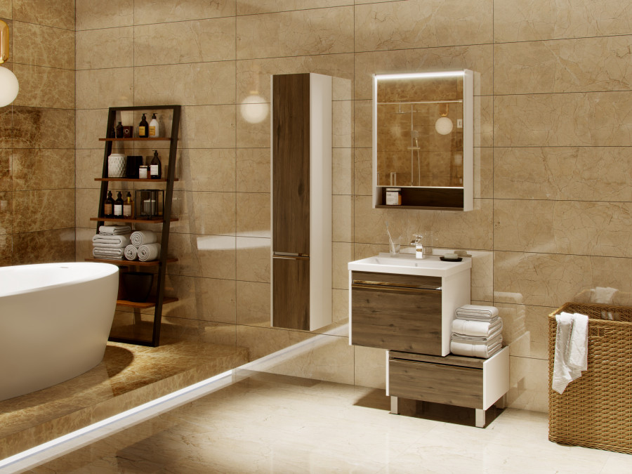 Зеркальный шкаф КАПРИ 60, таксония темная