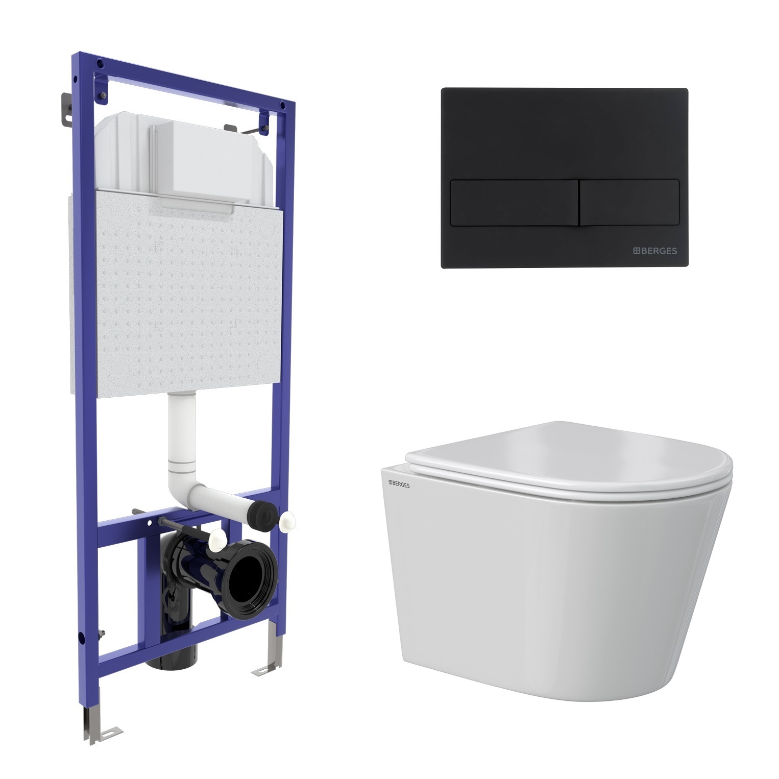 Комплект: инсталляция NOVUM кнопка L5 Soft Touch черная, унитаз VITA Rimless 49 см, сиденье дюроплас