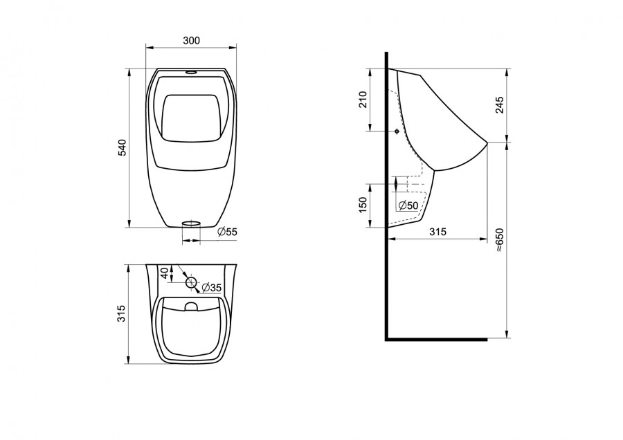 ГАЛА писсуар с креплением. САНТЕК