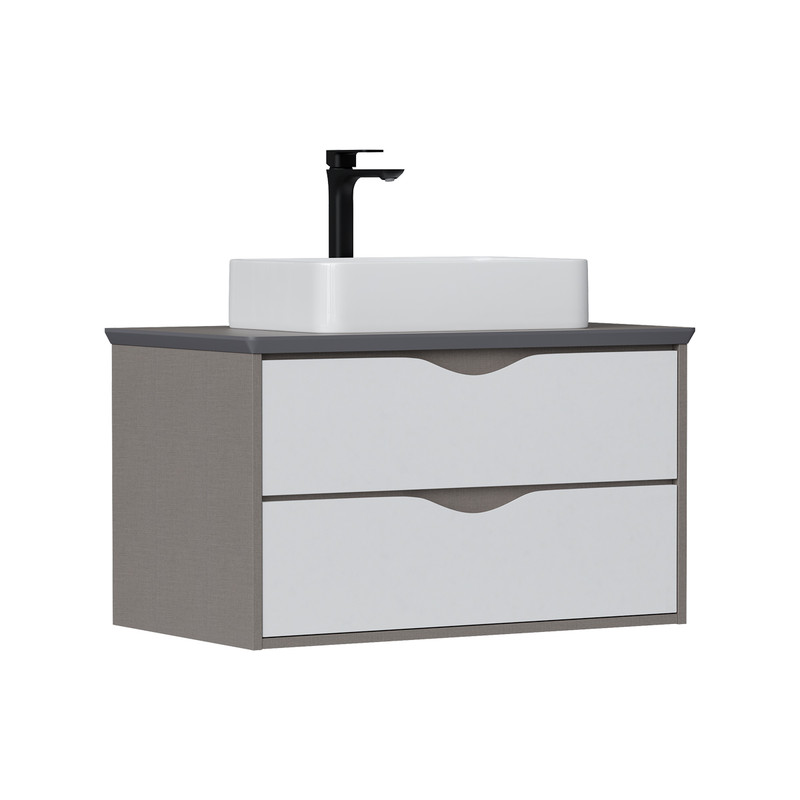 Тумба EQUIL Smile 80 под столешницу (80 120R 120L) подвесная 2 ящ. белый/лен антрацит