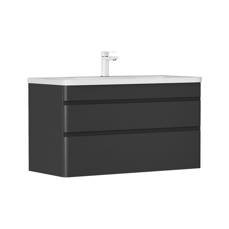 Тумба EQUIL Eltoro 100 подвесная 2 ящ. черный софт(под раковину Adel 100)