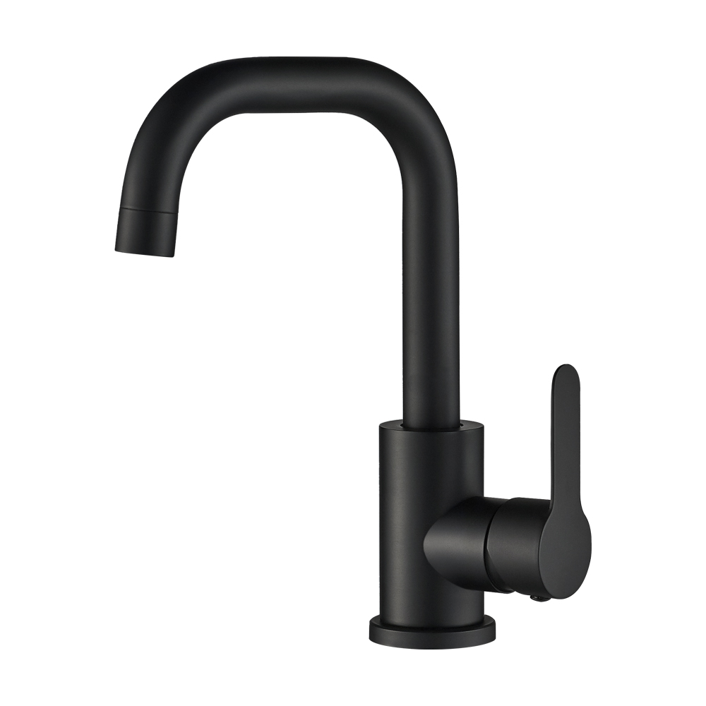 Смеситель для раковины с поворотным изливом из нержавеющей стали черный EKO, EKO05-250Black